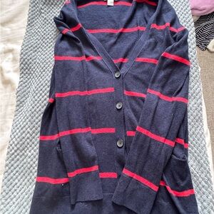 Old Navy Dark Blue and Red Striped Sweater